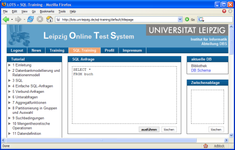screenshot of SQL training in LOTS